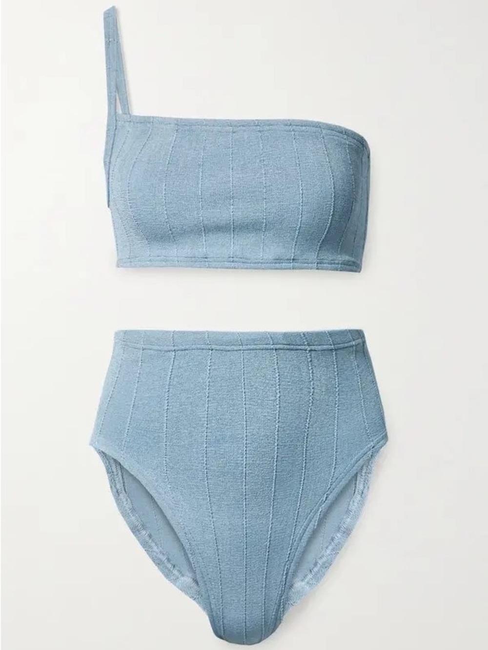 Hunza G Maxine Nile One-Shoulder Ribbed Bikini in Slate Blue OS